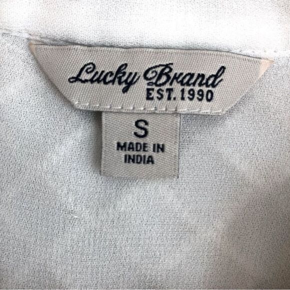 Lucky Brand sheer ivory flowy blouse bead embellishment woman’s size S - Picture 4 of 6